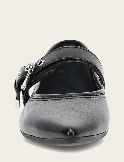 Women's Black Heather Buckle Mary Jane Flats Black - Frye