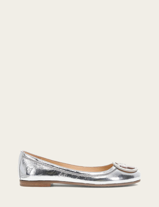 Women's Silver Carson Logo Ballet Flats Silver - Frye