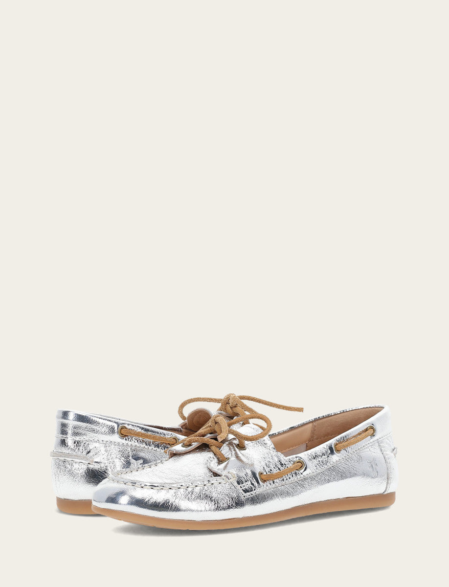 Women's Silver Naya Boat Shoes Silver - Frye