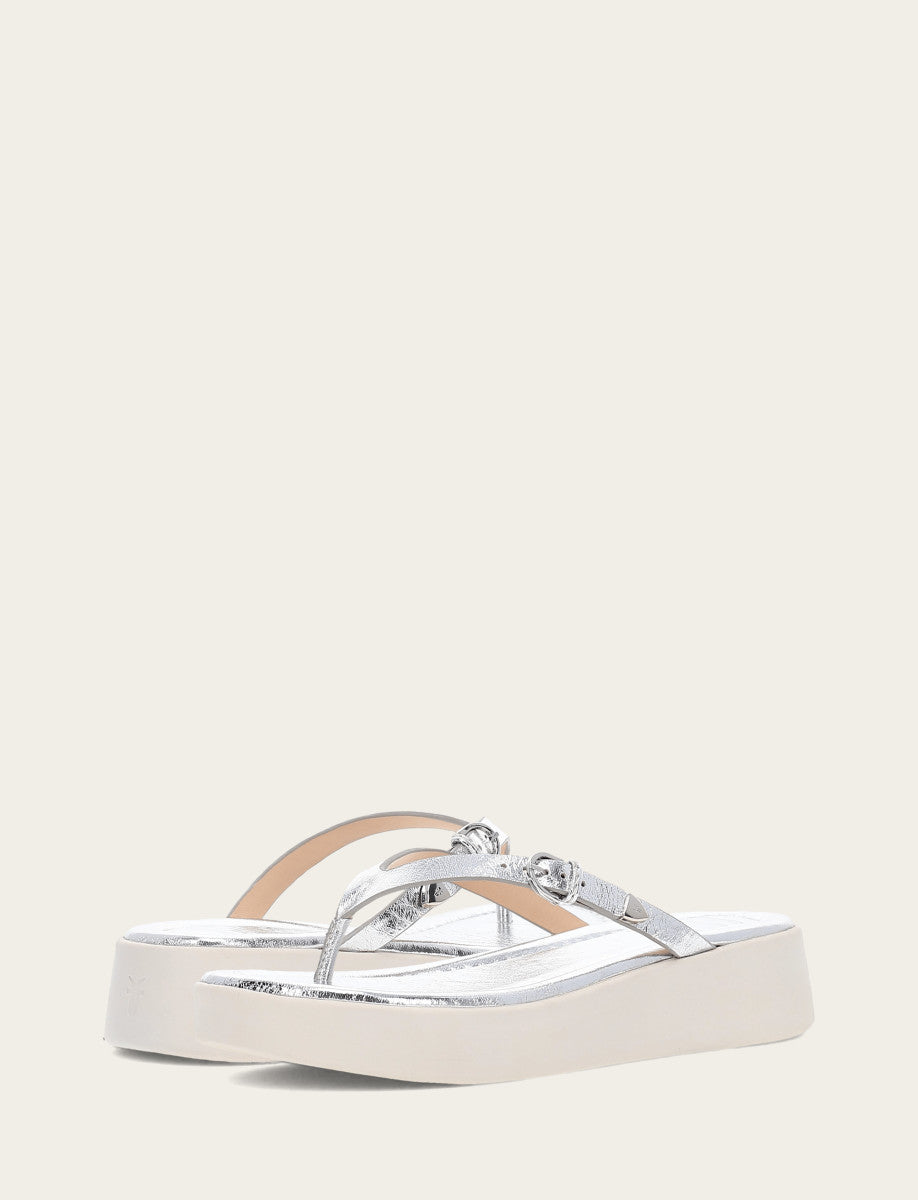 Women's Silver Maya Buckle Thong Sandals Silver - Frye