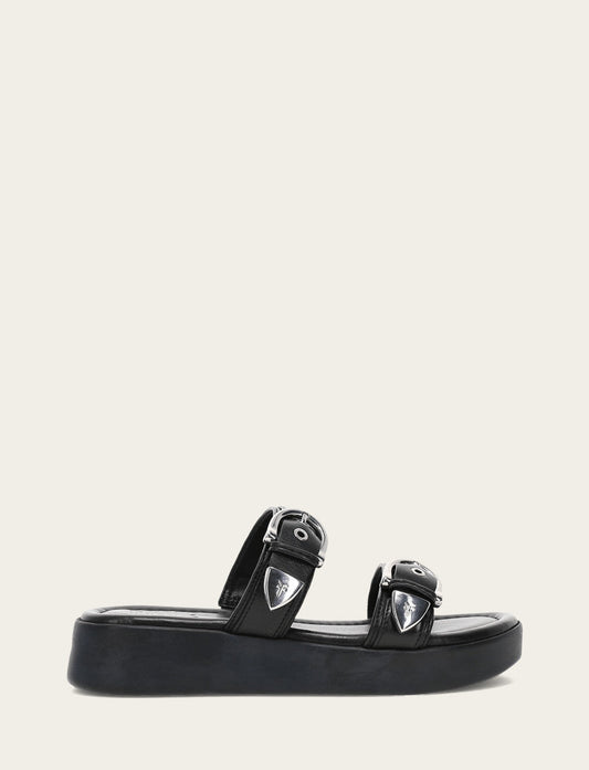 Women's Black Maya Buckle Sandals Black - Frye