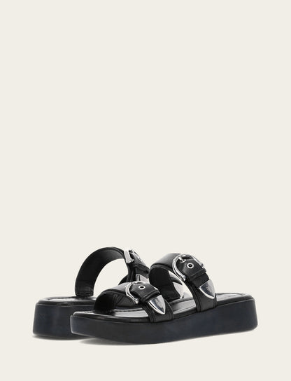 Women's Black Maya Buckle Sandals Black - Frye