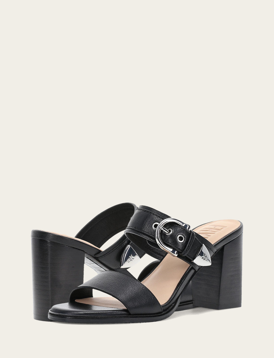 Women's Black Stella Buckle Slide Sandals Black - Frye