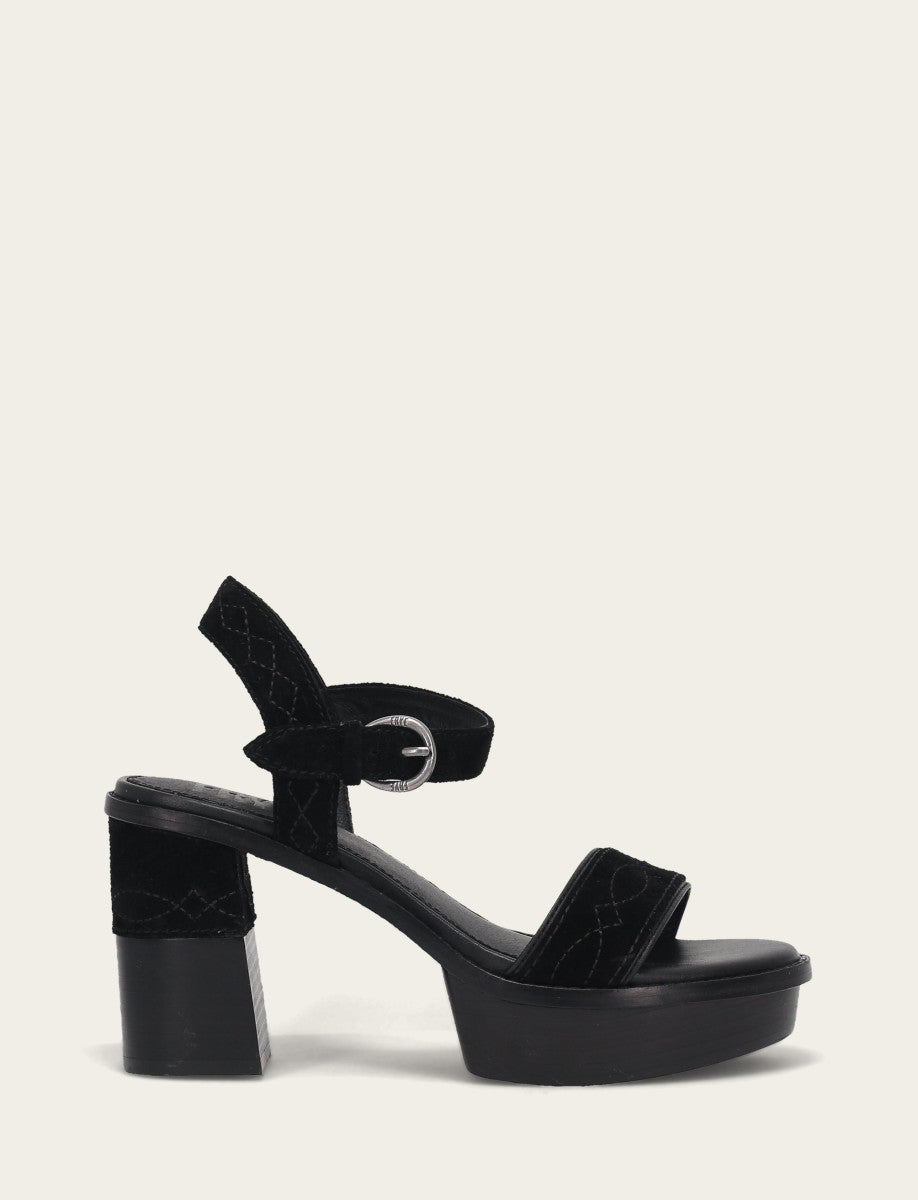 Women’s Black Pipa Woodstock Sandals Black - Frye