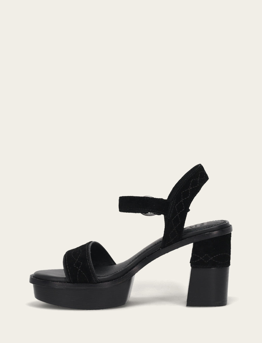 Women’s Black Pipa Woodstock Sandals Black - Frye