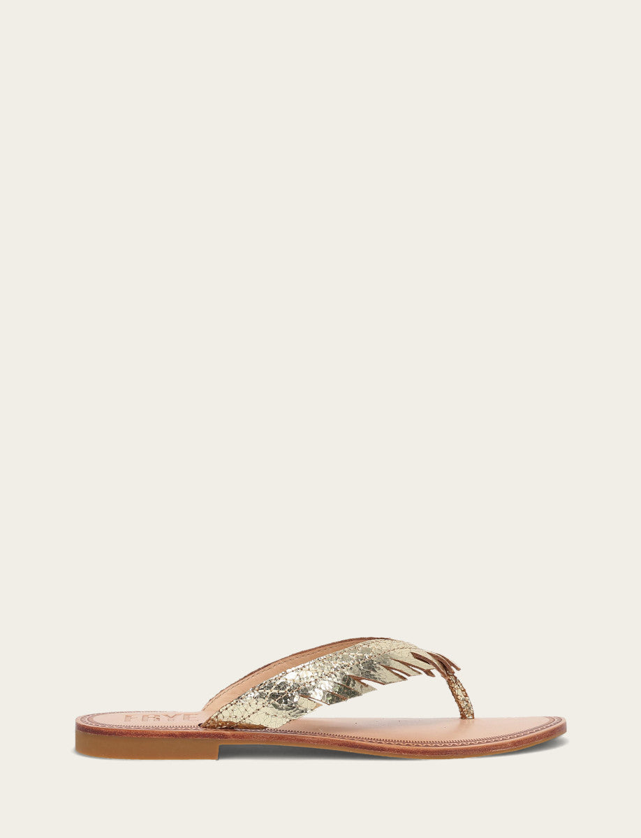 Women's Gold Mirror Ava Fringe Sandals Gold Mirror - Frye