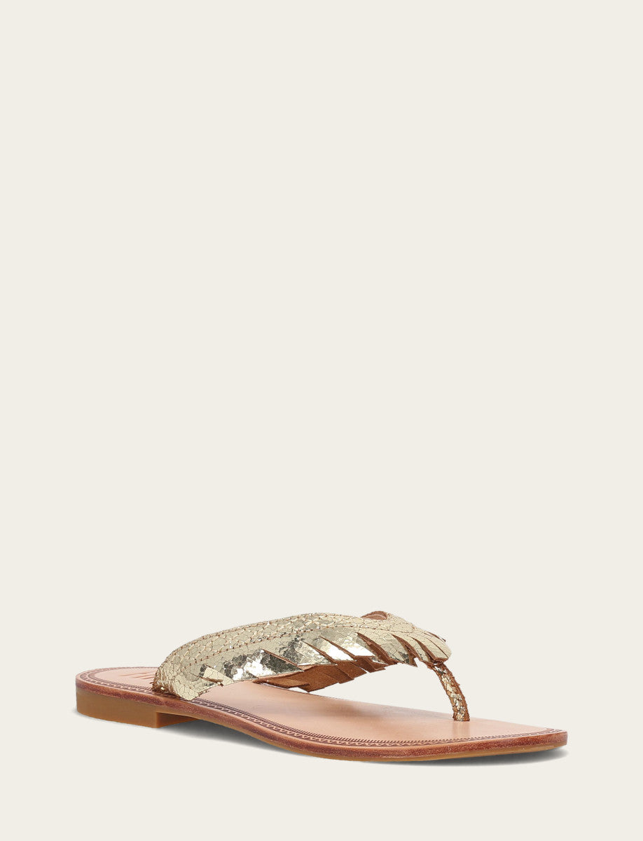 Women's Gold Mirror Ava Fringe Sandals Gold Mirror - Frye