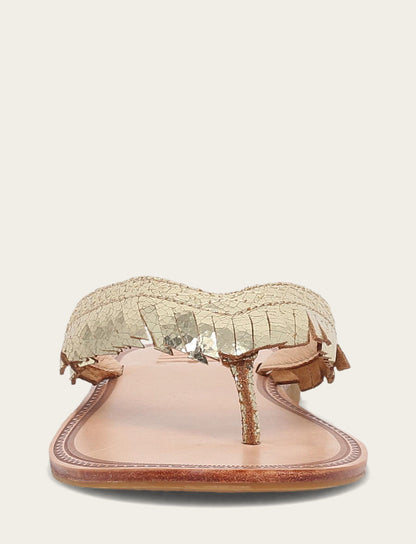 Women's Gold Mirror Ava Fringe Sandals Gold Mirror - Frye