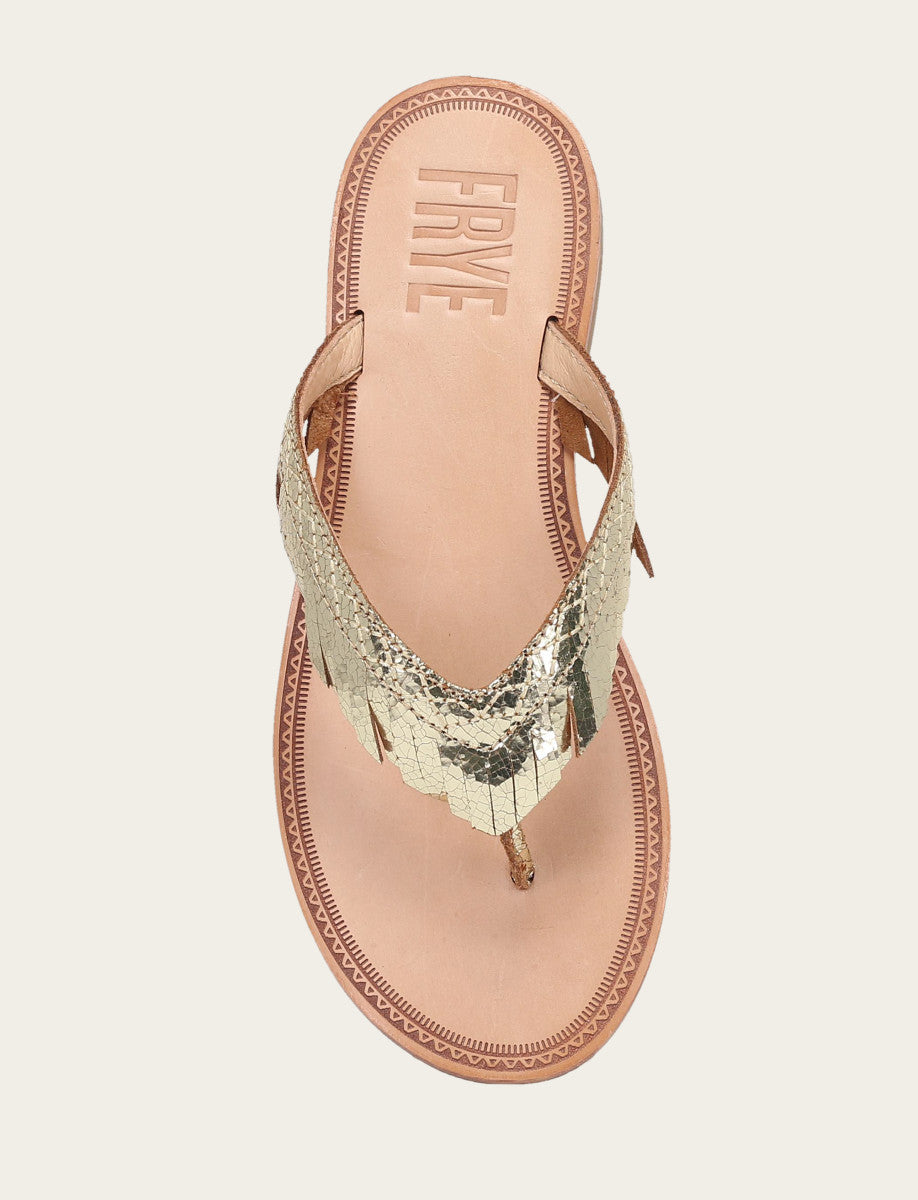 Women's Gold Mirror Ava Fringe Sandals Gold Mirror - Frye