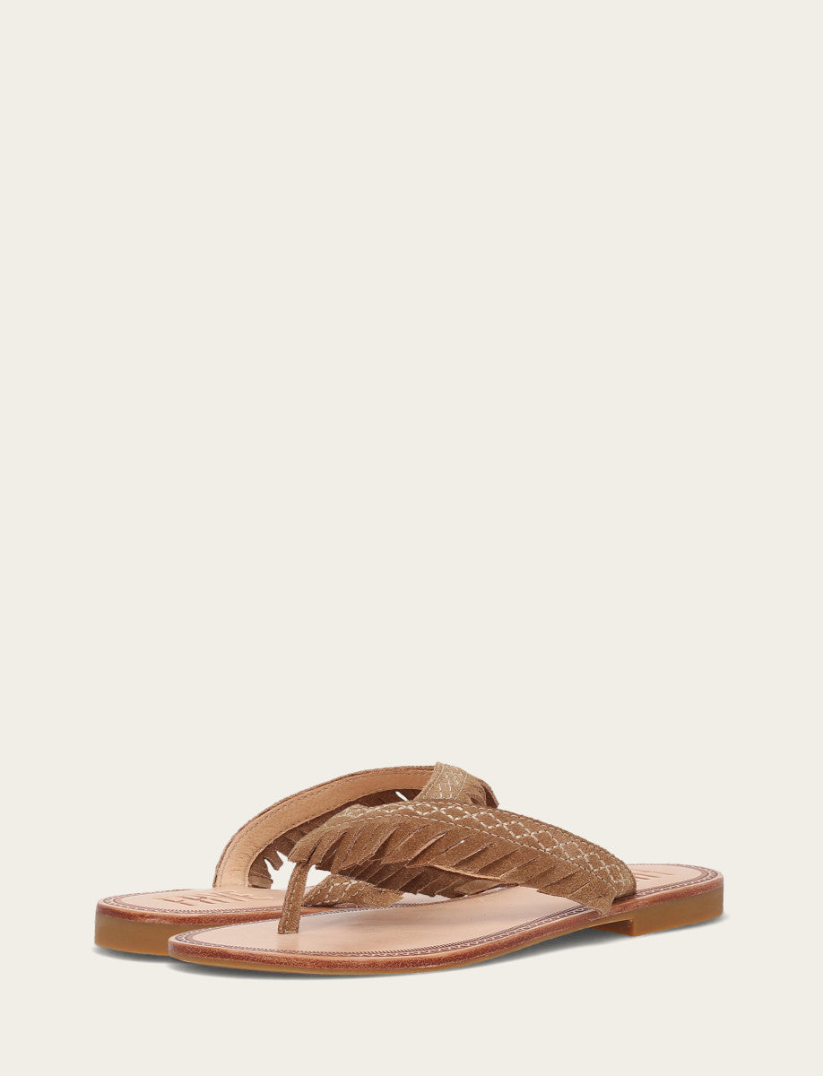 Women's Almond Ava Fringe Sandals Almond - Frye