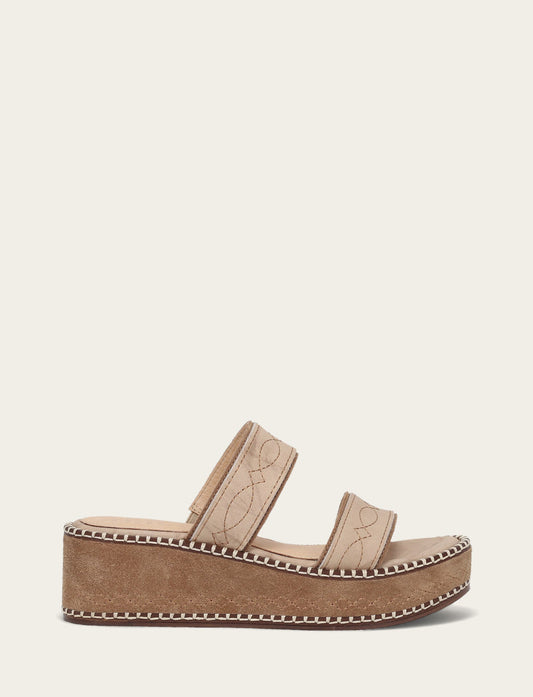 Women's Almond Joy Woodstock 2 Band Platform Slide Sandals Natural/ Almond - Frye