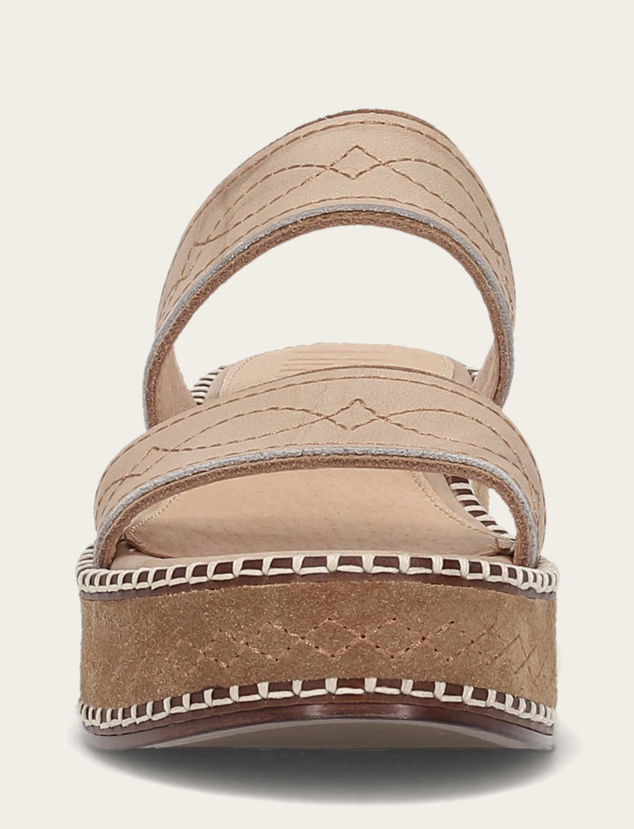 Women's Almond Joy Woodstock 2 Band Platform Slide Sandals Natural/ Almond - Frye