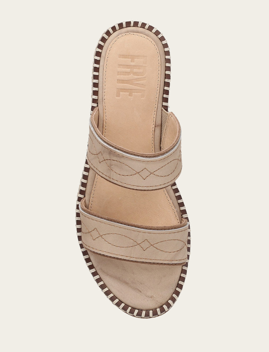 Women's Almond Joy Woodstock 2 Band Platform Slide Sandals Natural/ Almond - Frye