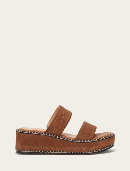 Women's Bark Joy Woodstock 2 Band Platform Slide Sandals Bark - Frye