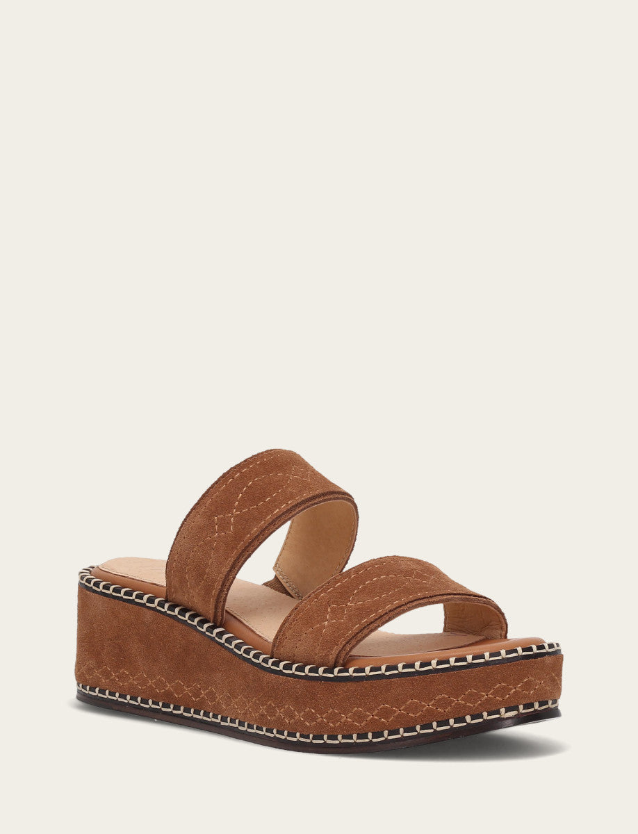 Women's Bark Joy Woodstock 2 Band Platform Slide Sandals Bark - Frye
