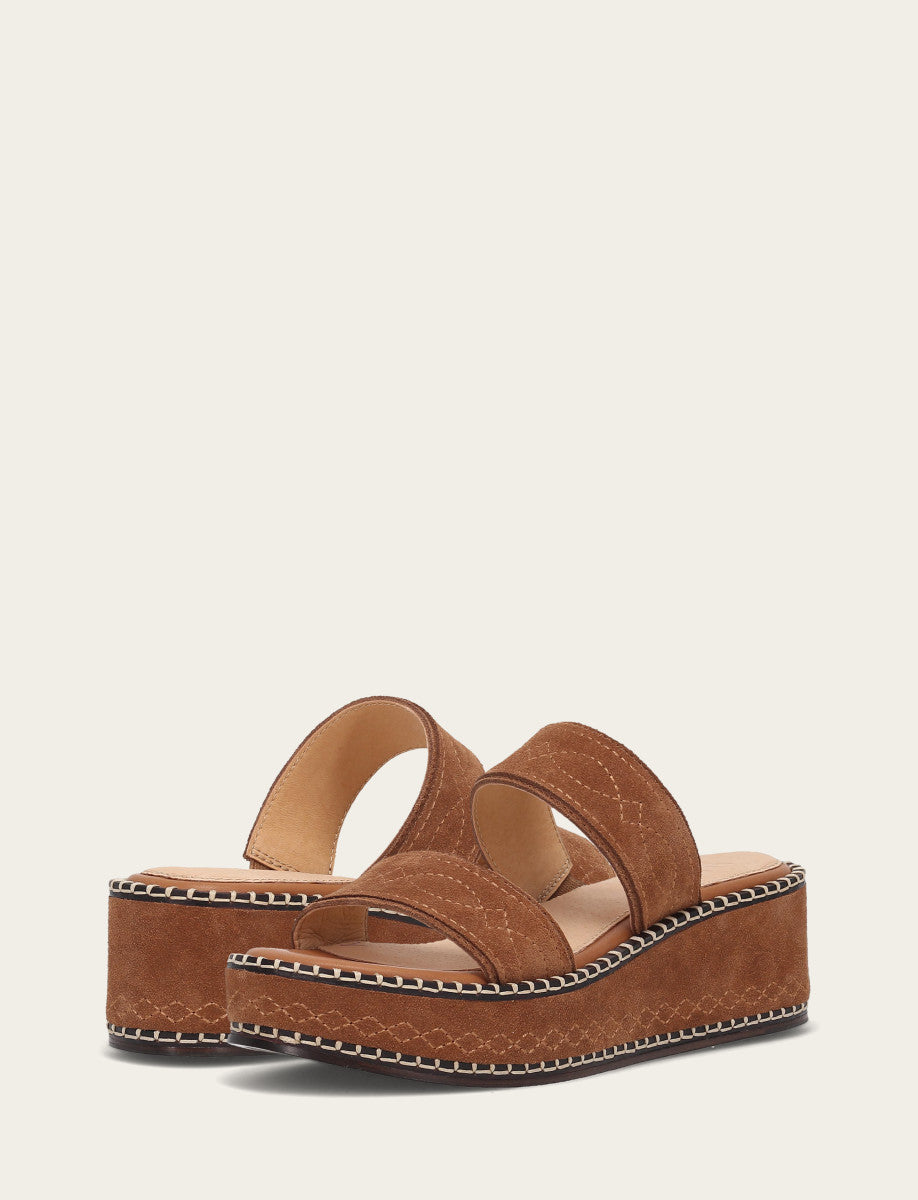Women's Bark Joy Woodstock 2 Band Platform Slide Sandals Bark - Frye