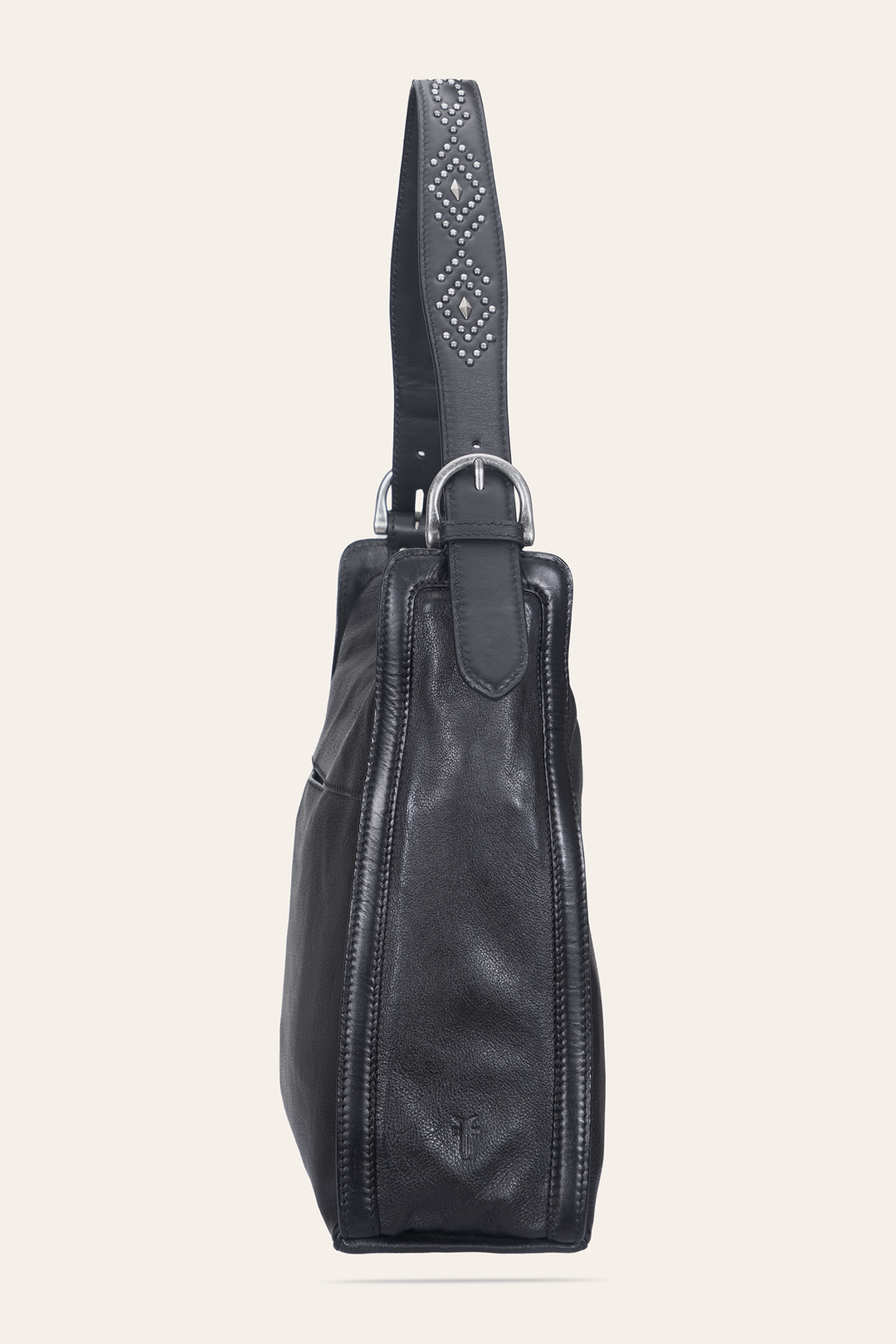 Women's Black Carla Studded Hobo Handbag Black - Frye