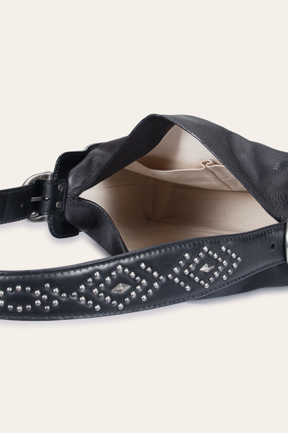 Women's Black Carla Studded Hobo Handbag Black - Frye