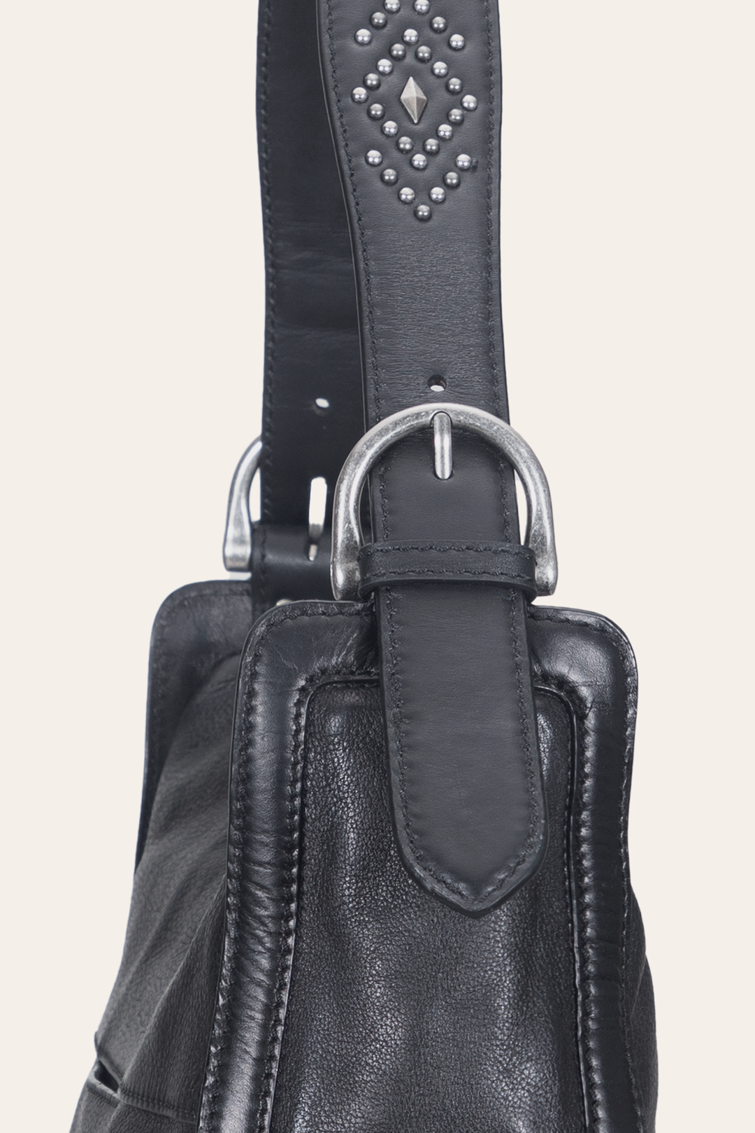 Women's Black Carla Studded Hobo Handbag Black - Frye