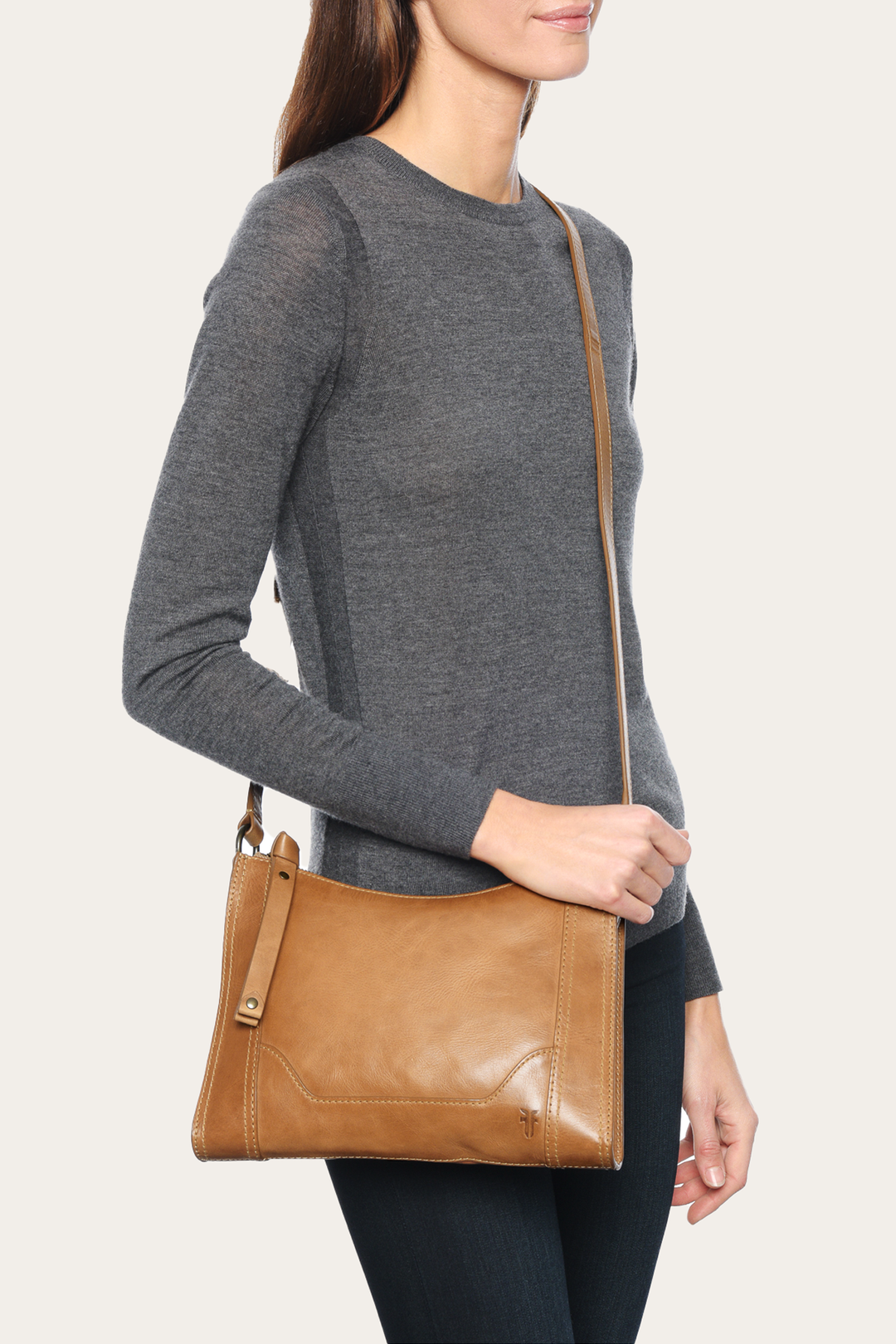 Melissa Zip Crossbody in Beige Beige - Frye
