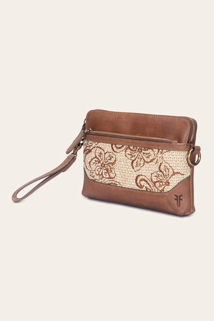 Women's Floral Crossbody Wristlet Wallet Cognac - Frye