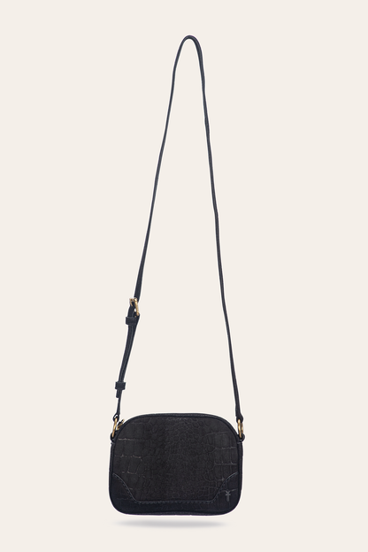 Melissa Black Sueded Croco Camera Black - Frye