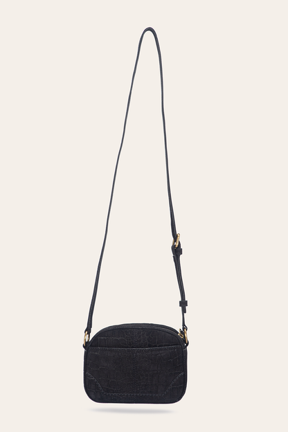 Melissa Black Sueded Croco Camera Black - Frye