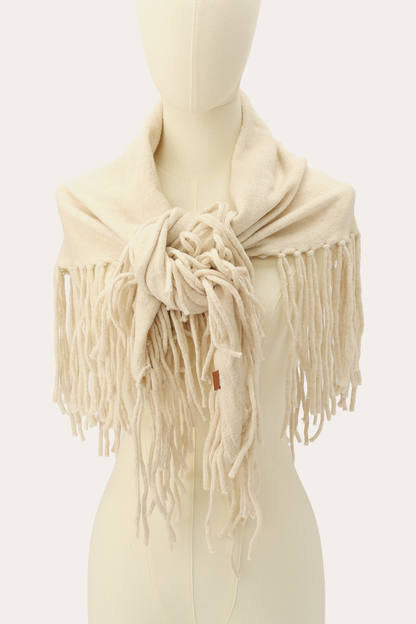 Birch Long Fringe Triangle Scarf Birch - Frye
