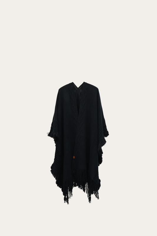 Navy Blazer Embellished Fringe Ruana Navy Blazer - Frye