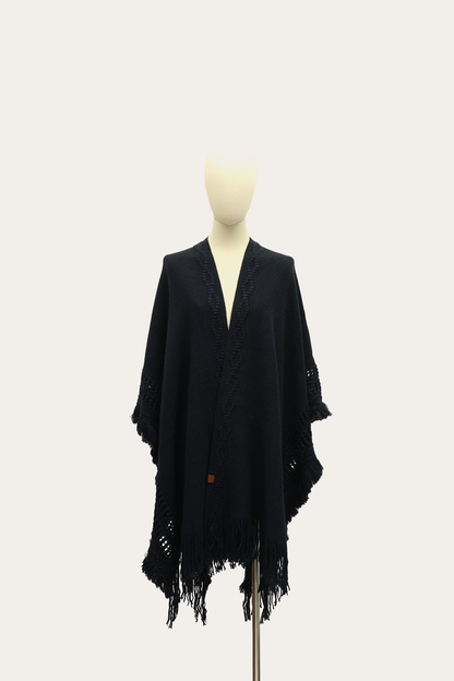 Navy Blazer Embellished Fringe Ruana Navy Blazer - Frye