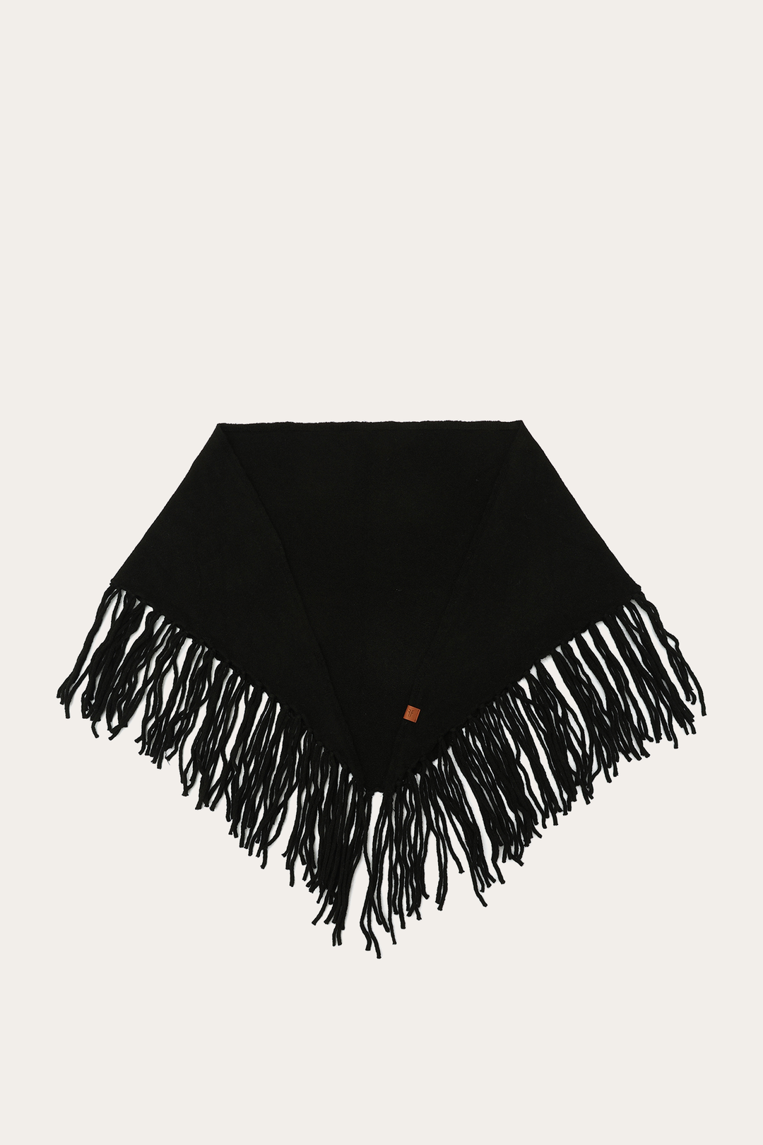 Black Long Fringe Triangle Scarf Black - Frye