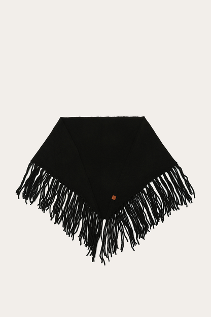 Black Long Fringe Triangle Scarf Black - Frye
