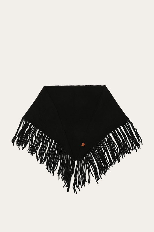 Black Long Fringe Triangle Scarf Black - Frye