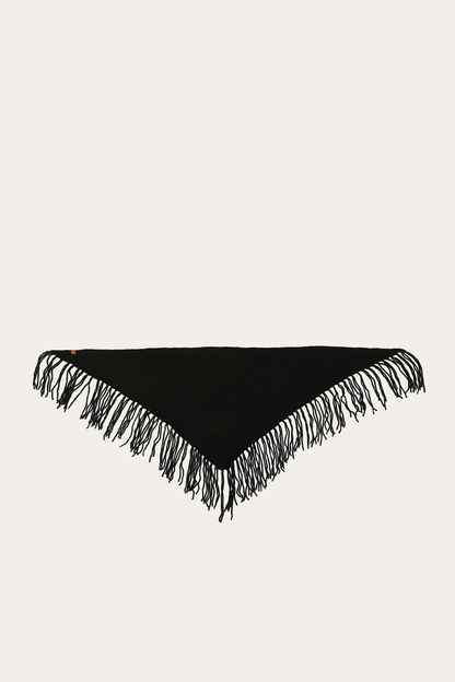 Black Long Fringe Triangle Scarf Black - Frye