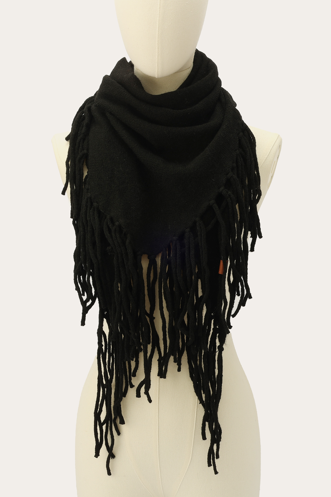 Black Long Fringe Triangle Scarf Black - Frye