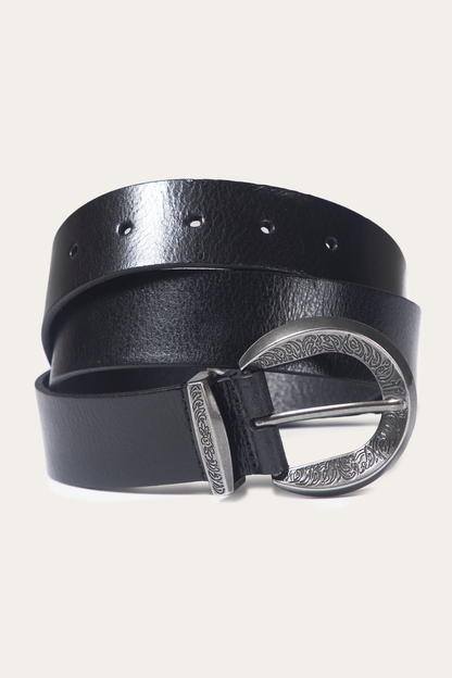 Black 35mm Engraved Buckle Belt Black - Frye