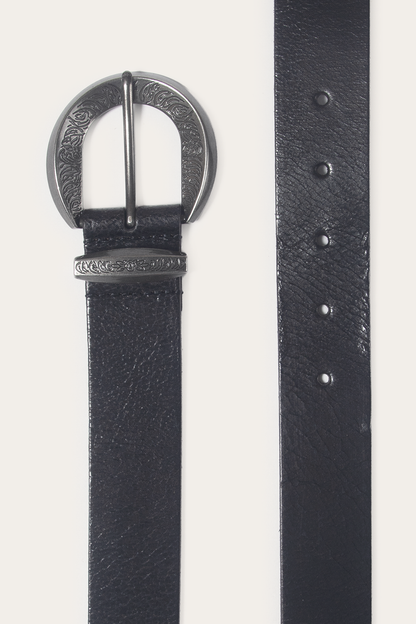 Black 35mm Engraved Buckle Belt Black - Frye