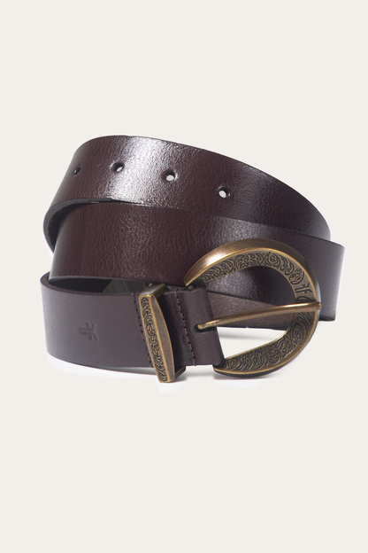 Brown 35mm Engraved Buckle Belt Brown - Frye