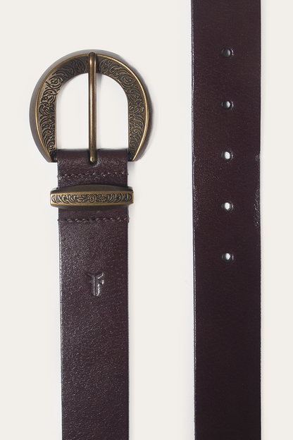 Brown 35mm Engraved Buckle Belt Brown - Frye