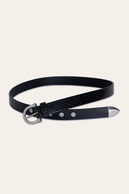 Women’s Black Snake 25mm Horseshoe Buckle Belt With Python Black Snake - Frye