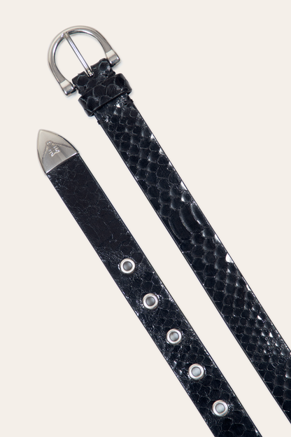 Women’s Black Snake 25mm Horseshoe Buckle Belt With Python Black Snake - Frye