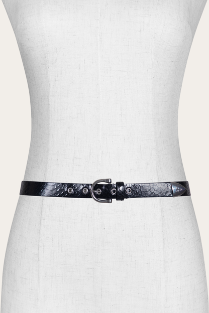 Women’s Black Snake 25mm Horseshoe Buckle Belt With Python Black Snake - Frye