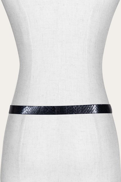 Women’s Black Snake 25mm Horseshoe Buckle Belt With Python Black Snake - Frye