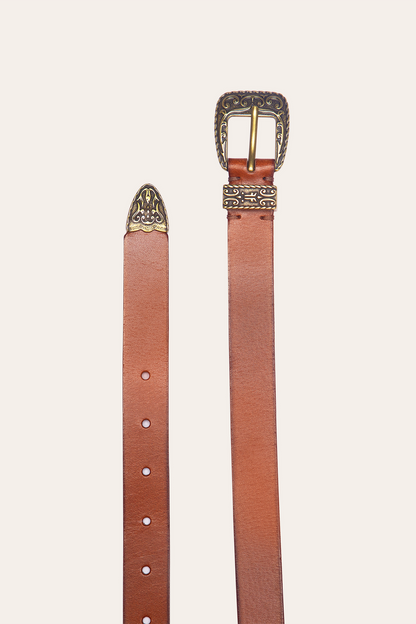 25mm Tan Logo Western Belt Tan - Frye
