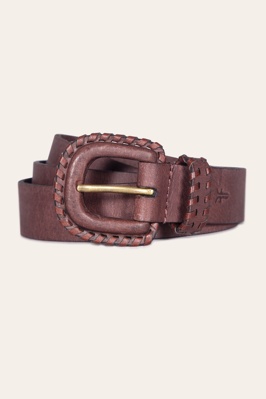 30mm Brown Leather Belt With Covered Buckle Brown - Frye
