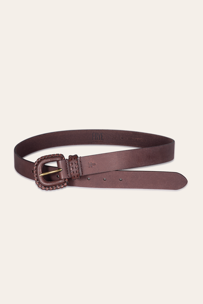 30mm Brown Leather Belt With Covered Buckle Brown - Frye