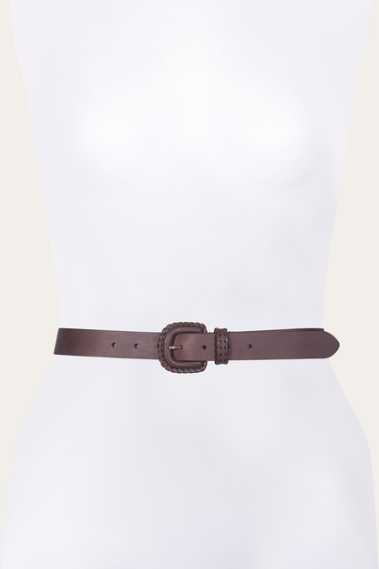 30mm Brown Leather Belt With Covered Buckle Brown - Frye