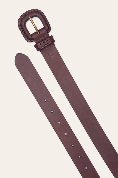 30mm Brown Leather Belt With Covered Buckle Brown - Frye