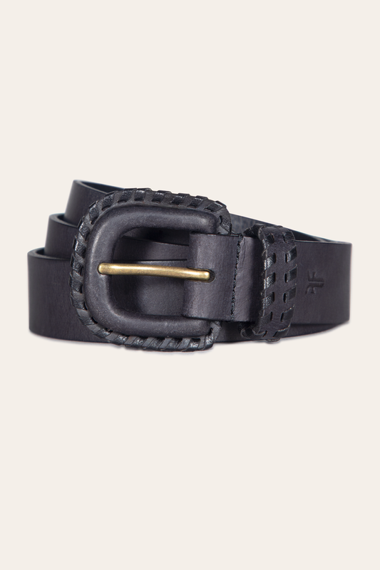 30mm Black Leather Belt With Covered Buckle Black - Frye