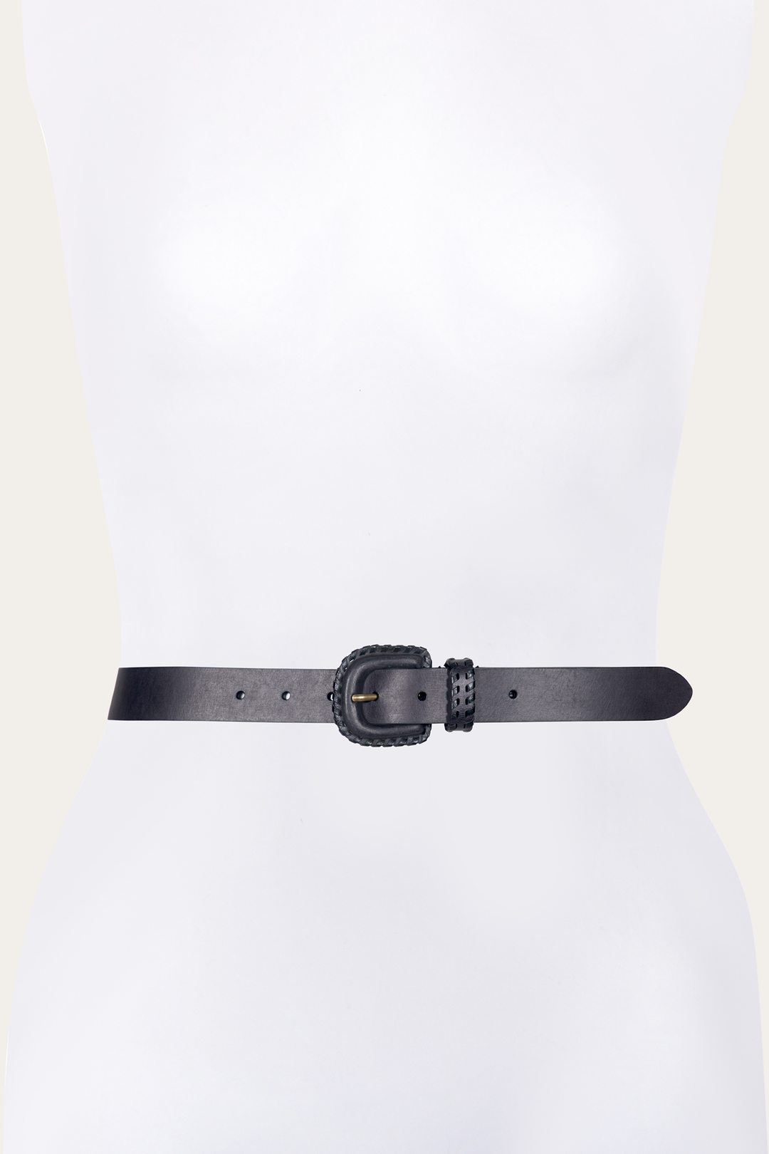 30mm Black Leather Belt With Covered Buckle Black - Frye